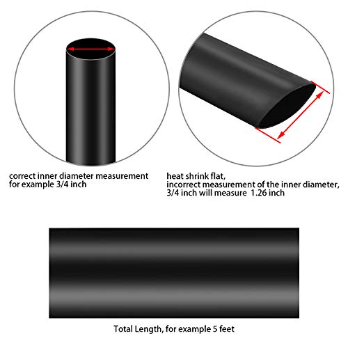 Thanksky 3/8 inch Large Heat Shrink Tubing Roll,4FT 3:1 Adhesive Glue Lined Dual Wall Tube, Black Electrical Shrink Wrap Tubing (4Ft, 3/8\" Diameter) - Thumbnail 2