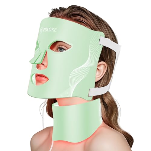 Image of Red Light Therapy for Face, LED Light Therapy Mask Skin Care Mask & Neck, LED Red & NIR Light Therapy Wavelength for Home Use, Working Travel Yoga Sleep green