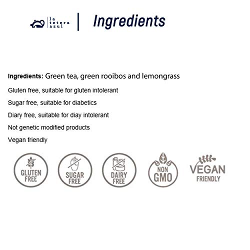 LA TETERA AZUL Organic Antiox. Té verde, rooibos verde y hierba limón. Essential Collection. 20 Bolsitas De 1,5 Gramos… - Imagen 4