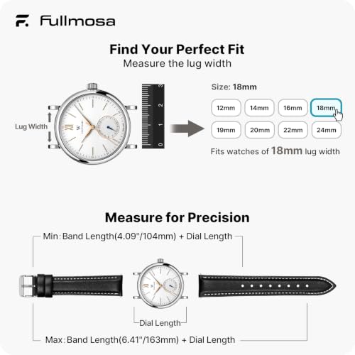 Image of Fullmosa Watch Band, Quick Release Leather Watch Strap Compatible with Samsung Galaxy Garmin for Men Women, Replacement Bands Width 12mm 14mm 16mm 18mm 19mm 20mm 21mm 22mm 24mm