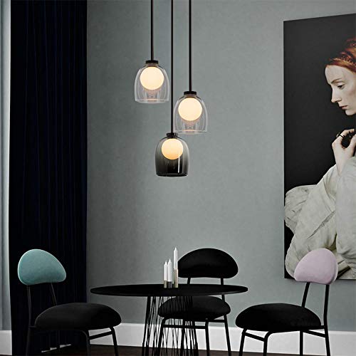 Suspension postmoderne en verre clair E27 pour l'éclairage de votre salon