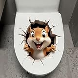 3D-Aufkleber in Tierform Lustige Katze Hund Eichhörnchen Toilettensitzbezug Dekoration Wasserdicht für Toilettendeckel Wandaufkleber Badezimmer (Eichhörnchen)