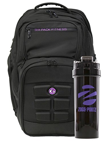 6 Pack Fitness Expedition Backpack W/ Removable Meal Management System 500 Black/Neon Purple w/ Bonus ZogoSportz Cyclone Shaker