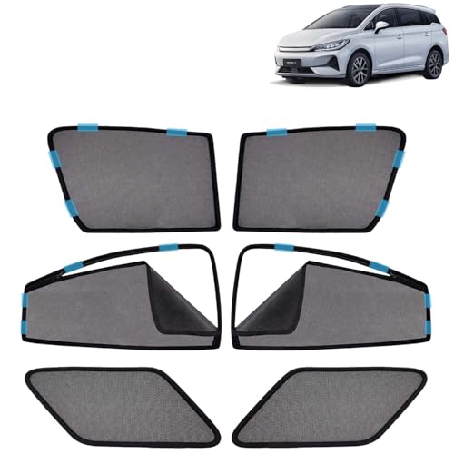 Image of KINGSWAY Car Sun Shade Curtains Only Compatible with BYD eMAX 7 (2024 Onwards) | Front Window in Half Cut and Rear in Zipper (Magnetic) | UV & Heat Protection | Pack of 6 Pcs