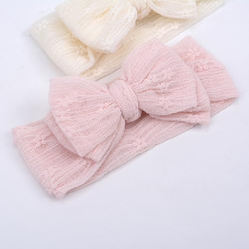 Handmade Baby Headbands Soft Stretchy Nylon Hair Bands with Bows for Newborn Infant Baby Toddler Girls- Pack of 3 (Set-A, 3 Count (Pack of 1))2