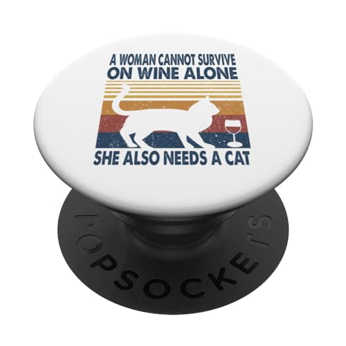 A Women On Wine And She Needs A Cat Burmese Kitten Lover PopSockets PopGrip Intercambiable