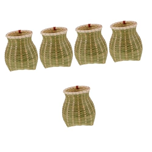 VANZACK 5pcs Woven Toy Baskets for Boys and Girls Small Pack Baskets Bamboo Woven Carrier Ethnic Style Toy Storage Caddy