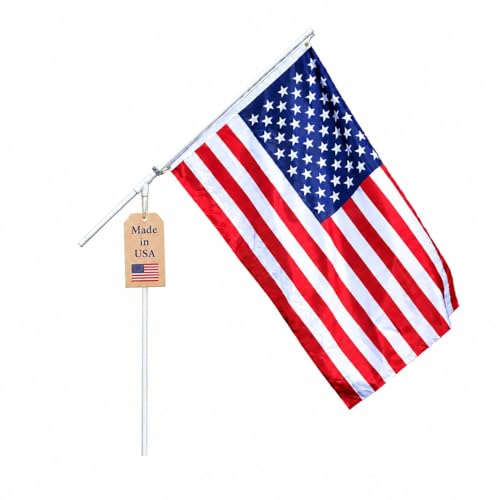 Portable Flag Pole - Premium Flagpole for Camping The Beach Tailgating Includes 3x5 American Flag Made of High Grade PVC