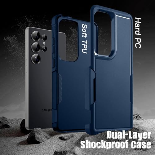 Image of KARWAN Shockproof Back Case Cover Compatible with Samsung Galaxy S23 Ultra, Heavy Duty Case with 360 Degree Camera Protection, Dual Layer Rugged Bumper Protection Cover with Matte Finish (Blue)
