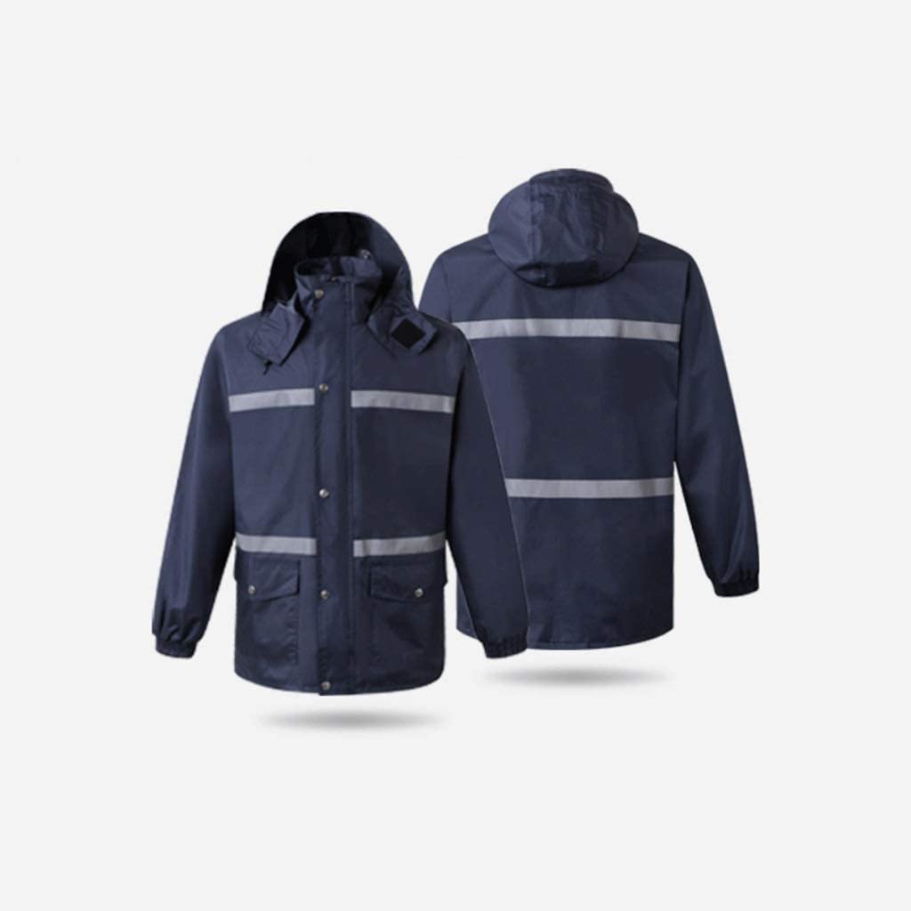 Chaleco de Trabajo de Alta Visibilidad, Chaleco Reflectante Azul Marino Impermeable Transpirable Tela Oxford Múltiples tamaños(4XL)