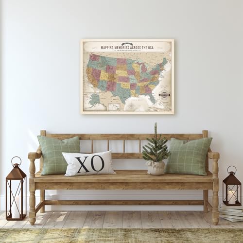 Image of DECORARTS USA Travel Map with Pins, Soft Pastel USA Map Pin Board, 20x16''