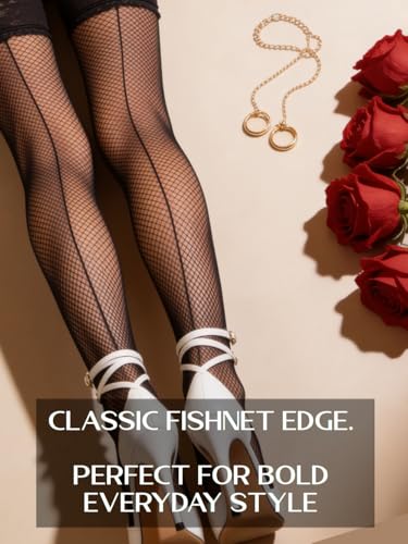 Image of Mila Marutti Fishnet Thigh High Stockings for Women with Lace Top | Fish Net Stockings Lingerie | Colored Fishnets