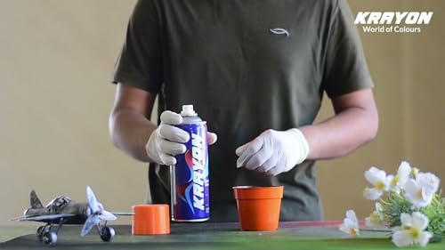 Image of BANNA Krayon Orange Acrylic Spray Paint 400 ml | Quick Dry Rust-Resistant Multi Surface Aerosol Spray Paint for Metal, Wood, Plastic, Glass, Furniture & DIY Projects