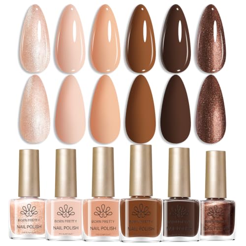 Born Pretty 2026 Brown Nail Polish Set Quick Dry 6 Colors Fall Winter