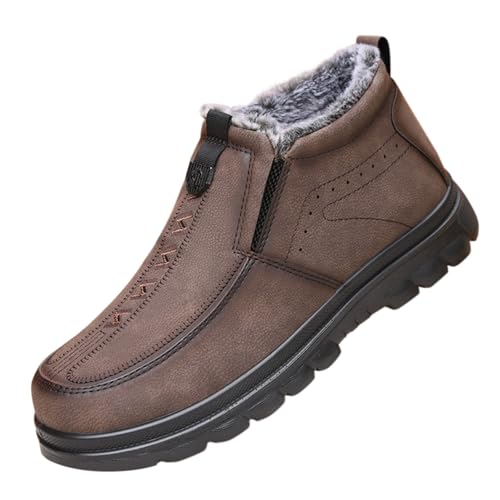 Generisch Botas de senderismo para hombre, planas, botas de nieve con forro cálido, zapatos de invierno, impermeables, suela antideslizante, botines gruesos, térmicos, para exteriores, botas de