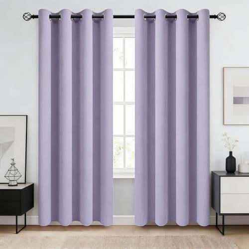 HOKXUAN Cortina Térmica Opaca 70 x 130 cm Protezione Della Privacy con Aislamiento Térmico y Reducción de Ruido Cortinas Salon para Dormitorio, Morado
