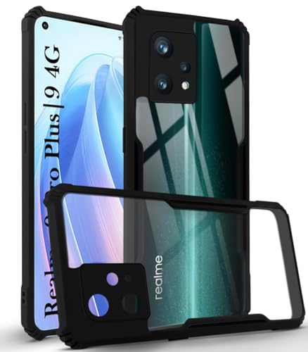 Image of Jkobi Back Case Cover for Realme 9 Pro Plus | Realme 9 4G (Shockproof with Polycarbonate Clear Panel | Professional Black)
