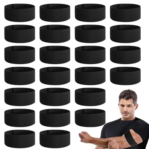 24 PCS Black Armbands Mourning, Black Mourning Armbands Formal, Elastic Captains Armband, Loop Closure Sports Exercise Armband, Ideal for Football, Basketball and Shooting for Funeral Condolences