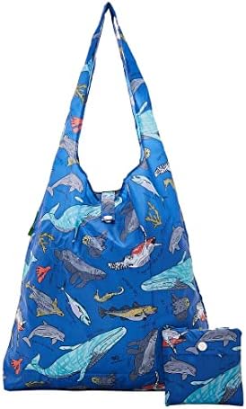 ECO CHIC Lightweight Foldable Reusable Shopping Bag | Water Resistant Shopping Tote Bag | Folds Into Attached Pouch for Storage | Made from Recycled Plastic Bottles