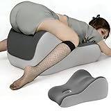 KUYOVORA Memory Foam Wedge Pillow Intimacy Couples Pillow, Pregnant Ergonomic Contoured Position Pillow for Sleeping & Reading, Multi-Functional Bed Pillow Back Support Cushion Double Grey