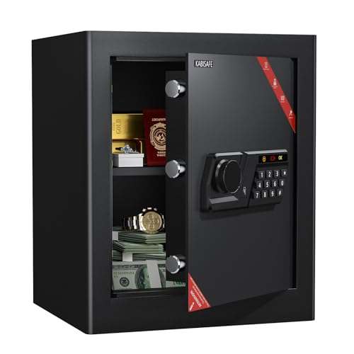 KABISAFE Safe Tresor für Zuhause, 45L Großer Möbeltresor Elektronischer Safe mit Zahlenschloss & Schlüssel, Geldtresor Wandtresor für Gold Schmuck Dokumente Medikamente