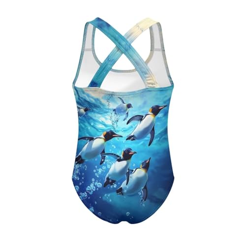 Image of WELLFLYHOM Girls Swimsuit 5-14 Cross Back Swimwear Full Coverage One Piece Bathing Suit Sleeveless Beachwear