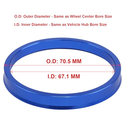 Image of 67.1 to 70.5 Hub Centric Rings (Pack of 4) Aluminium Alloy Wheel Center Rings Hubrings 70.5 to 67.1 ID=67.1mm OD=70.5mm