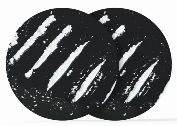 Set of 4 Coke Line Coasters GLOSSY Messy Design 2, Rubber, 4x4 Inch, Fake Prank, Funny Cocaine Coasters, Funny Coasters For Adults