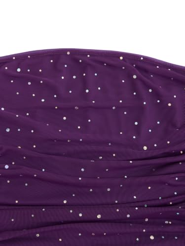 Image of Floerns Women's Rhinestone Sleeveless Bandeau Party Corset Sequin Tube Top | Strapless, Glitter, Sparkly, Mesh, Club, Going Out, Concert Outfit Top