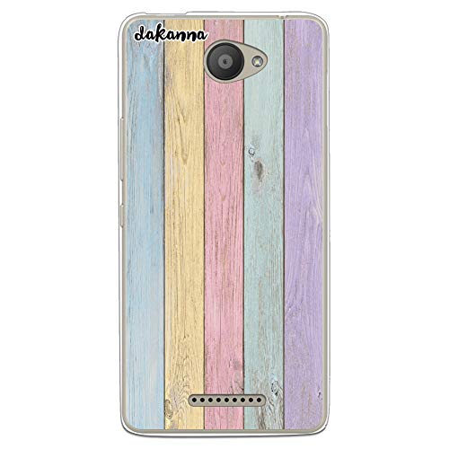 dakanna Funda para BQ Aquaris U - U Lite | Madera Carcasa de Gel Silicona Flexible Transparente