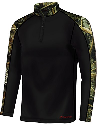 Terramar Mens Tracker Camo Detail Fleece Quarter Zip Jacket, Realtree Max/Bison Brown, X-Large