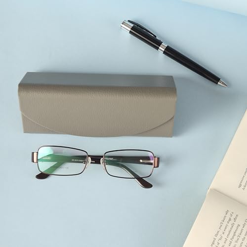 Image of VIVID Eyewear Lightweight Case Cover | Faux Leather Spectacle Eyeglass Box | Magnetic Closure Chashma Dibbi for Specs & Glasses 15.5 X 6 X 6 CM Inside Size | IC-536 | Grey
