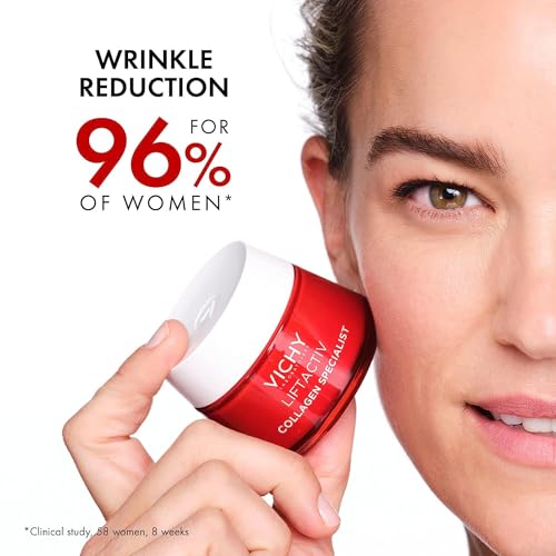 Vichy LiftActiv Peptide-C Anti-Aging Moisturizer, Vitamin C Face Cream with Collagen Peptides to Reduce Wrinkles, Firm and Brighten Skin, Paraben Free, 1.69 Fl Oz