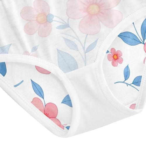Coral Floral White Underwear Girls, Toddler Briefs, Cotton Underwear for Girls, 2–8 Years4