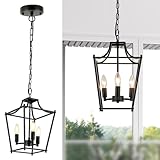 foucasal Lantern Pendant Light Black Pendant Light Fixtures 3-Light Black Lantern Pendant Lights, 9.4' Adjustable Farmhouse Pendant Lighting for Kitchen Island Dining Room Foyer