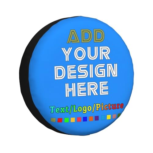 Image of Custom Spare Tire Cover, Personalized Text Image Waterproof Dust-Proof Universal Wheel Covers Protectors Fits Tire for Trailer RV SUV Truck Camper, DodgerBlue