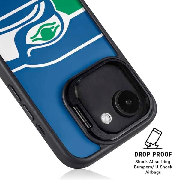 Skinit Kickstand Phone Case Compatible with iPhone 16e - Officially Licensed NFL Seattle Seahawks Retro Logo Design