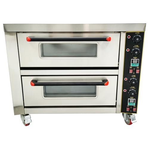 BEILOCKERY 220V Commercial Double-Deck Pizza Oven 6.4KW