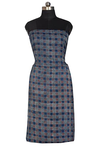 Image of Ethnics of Kutch Womens's Ajrakh Modal Silk Natural Dye Hand Block Print Unstitched Kurta Fabric