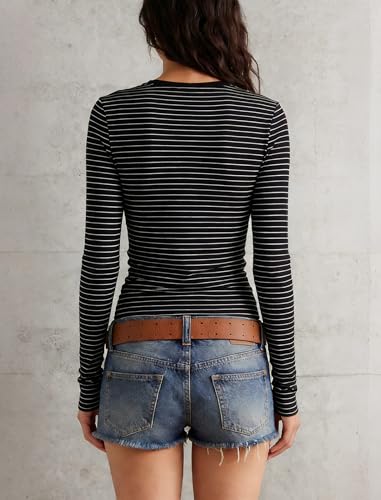 Image of Prettywear Long Sleeve Henley Shirts for Women Fall Basic Tee Tops
