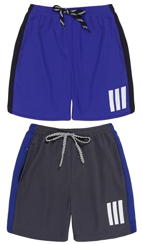 Image of Pack 2 Polyester Sports Shorts for Boys & Girls with Zipper Pockets
