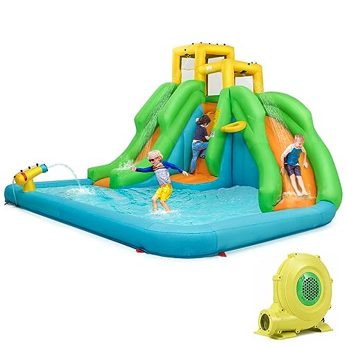 【Materiali e Accessori Eccellenti】Usa tessuto Oxford di alta qualità, durevole e resistente ai graffi. Questo parco giochi bambini viene fornito con 8 picchetti da terra, 4 toppe per la riparazione e un set del tubo flessibile.