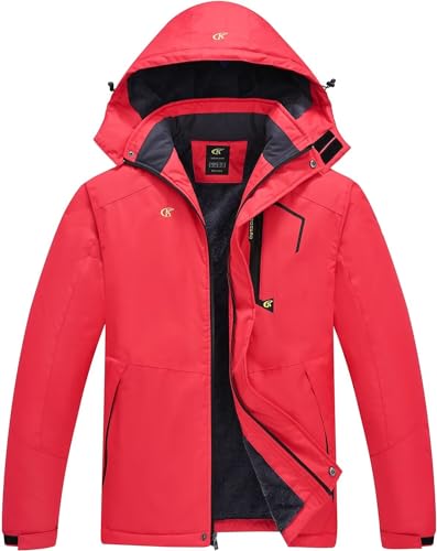 Image of QPNGRP Mens Waterproof Fleece Ski Jacket Windproof Winter Snow Coat