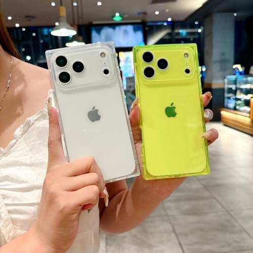Coque rectangulaire iPhone 17 Pro jaune silicone anti-jaunissement