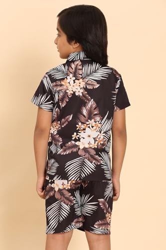 Image of Boys Printed Casual Shirt Short Sleeve Button Down Beach Shirt for Kids