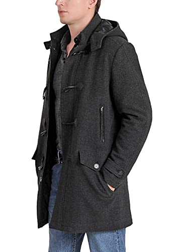 BGSD Men Tyson Wool Blend Single Breasted Walking Toggle Duffle Coat with Hood (Also available in Big and Tall)3