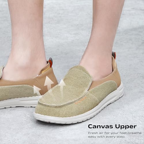Image of Men's Canvas Loafers, Slip On Casual Shoes | Hands Free, Lightweight, Comfortable, Breathable Upper, Walking Shoes, Stretch, Travel, Vacation, Everyday Wear