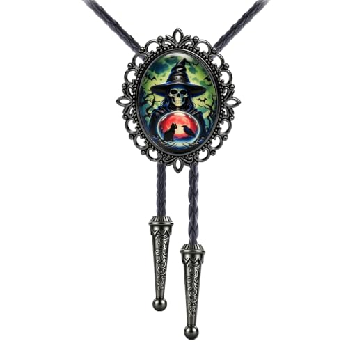 Image of Jeilwiy Bolo Tie for Men Western Cowboy Gothic Bolo Tie Necklace Halloween