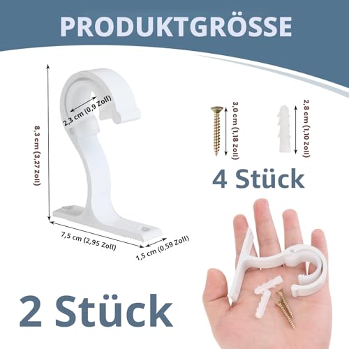 2 Stück Gardinenstangen Halterung für 20-28 mm Durchmesser, Gardinenstange Deckenmontage Verstellbare mit Schrauben, Aluminiumlegierung Vorhangstangen Halterungen für Badezimmer und Wohnzimmer