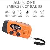 Yanmis Radio Awaryjne z korbką ręczną Zasilane energią słoneczną, Radio z korbką ręczną i latarką LED do zastosowań Awaryjnych z ładowarką do Telefonu Power Bank o Pojemności 2000 MAh, (ORANGE)